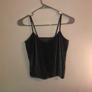 Charcoal velvet crop top